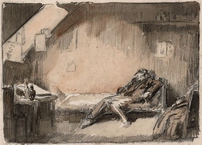 Frederick Charles Winby - Aquarell Gemälde - Der Künstler - 20. Jahrhundert