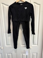 Women’s Best Black Seamless Crop Top L & High Waist Leggings Gym Set NWT