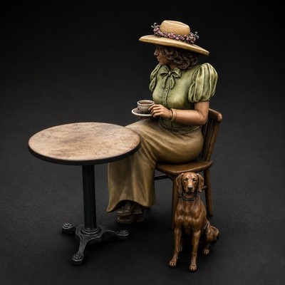 Female Cafe Guest 1940s with Dog / 1:35