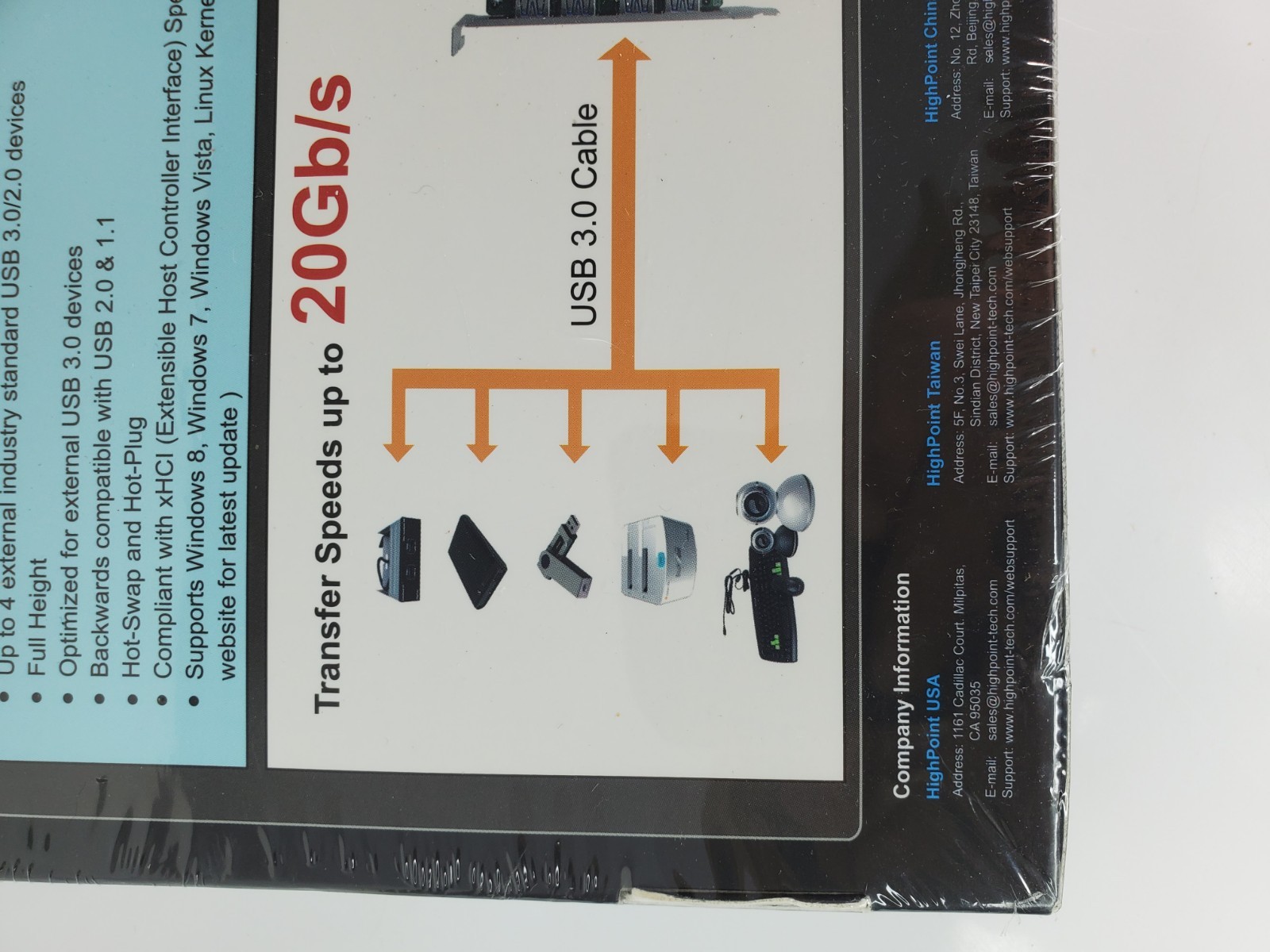 HIGHPOINT ROCKETU 2.0 TO USB3.0  4 Port 5 GB/port 