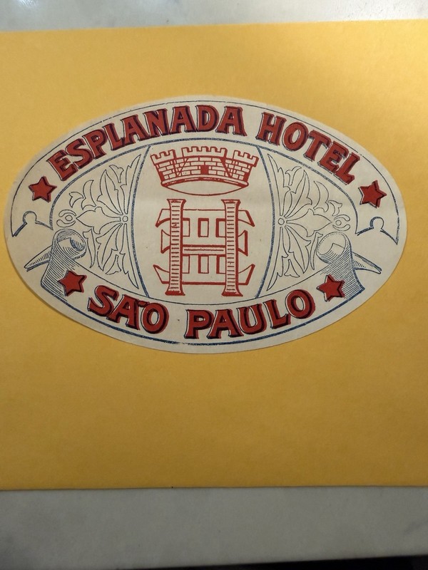 Esplanada Hotel Sao Paulo Bresil Ancien Etiquette Hotel Luggage Label