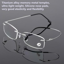 Rimless Reading Glasses Reader Flexible Titanium Eyeglass 1.0 1.5 2.0 2.5 3 4.0