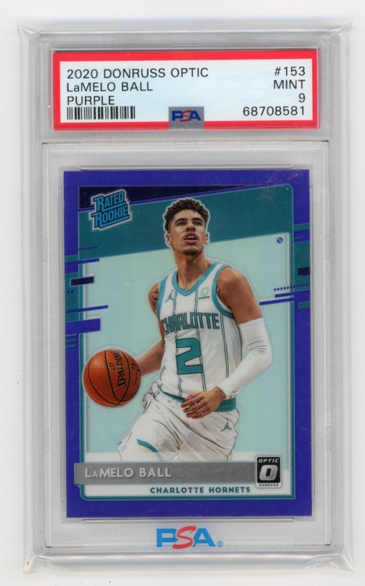 2020 Donruss Optic #153 LAMELO BALL Purple Rated Rookie RC PSA 9
