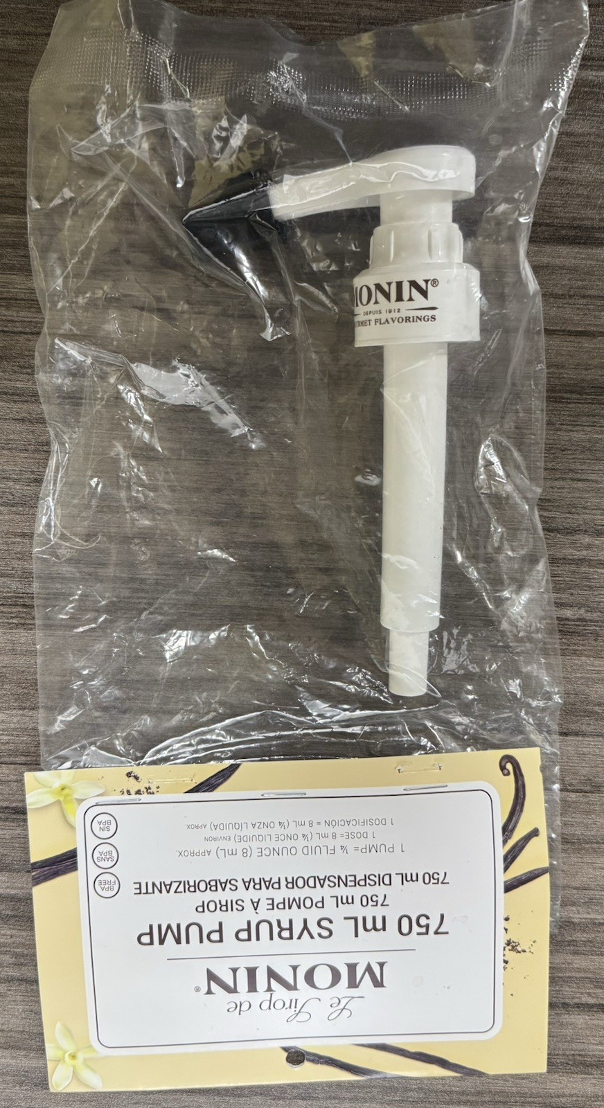 BIGGBY COFFEE MONIN THIN SYRUP 750 ML BOTTLE PUMP DRIP RESIS