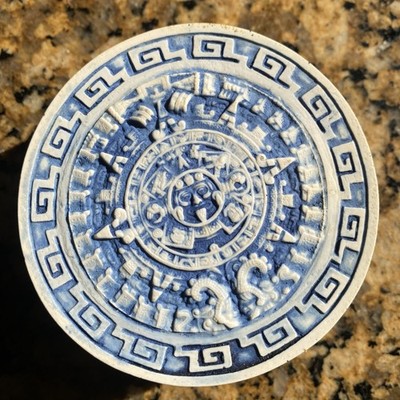 Mexico Aztec Design Trinket Box Jewelry Keepsake Treasure 3 Round