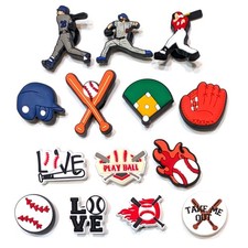 BASEBALL SHOE CHARMS Pack of 14 Sports Gift for Boy/Teen Set Lot Fits Crocs