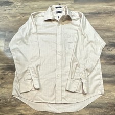 Chaps Men's Beige Herringbone 100% Cotton Easy Care Dress Shirt 16-16.5 L 34/35