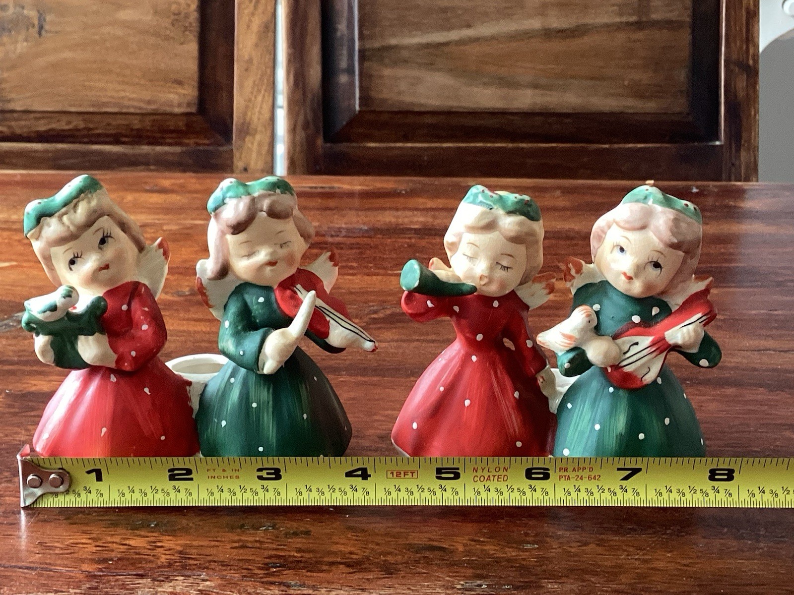 Vintage COMMODORE Set of 2 Ceramic Christmas Candle Holders, Musicians, Girls