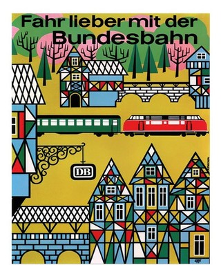 Bunte geometrische Eisenbahn-Wandkunst Geometrische Vintage-Urban-Szen