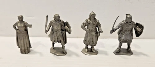 MARX Prince Valiant Figures of 4 Silver Valiant Aleta Gawain & Black Knight 50's
