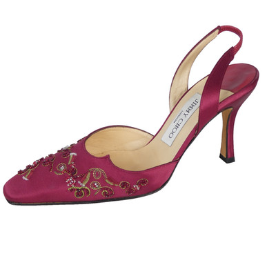 Vintage Jimmy Choo Heels Perlen Slingback Cherry Pink Satin UK 5 EU 38