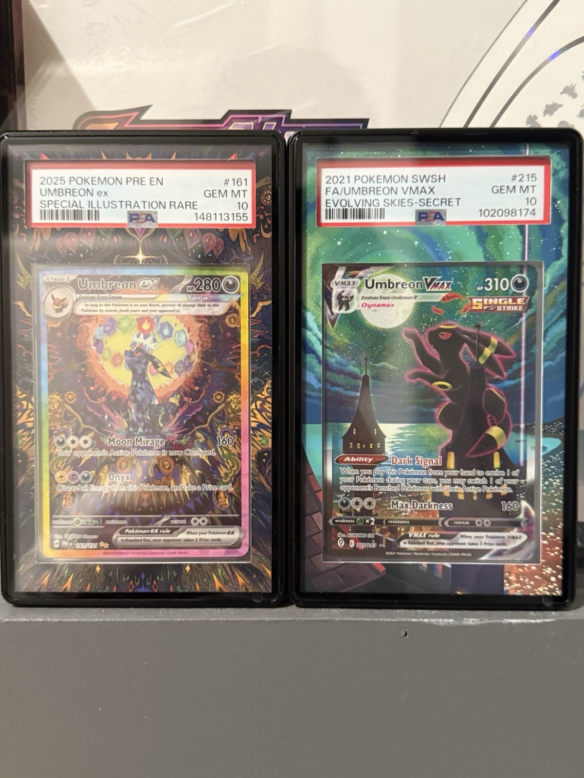 Pokemon 2025 Umbreon ex 161 SIR & 215 VMAX Alt Art PSA 10, Moonbreon + Sunbreon
