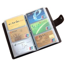 Leather Credit Card Holder Business ID Card Case Book Style 90 Count Name Car