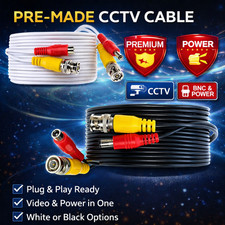 CCTV Cable Security Camera Siamese Wire BNC DC Power Video White Black Lot