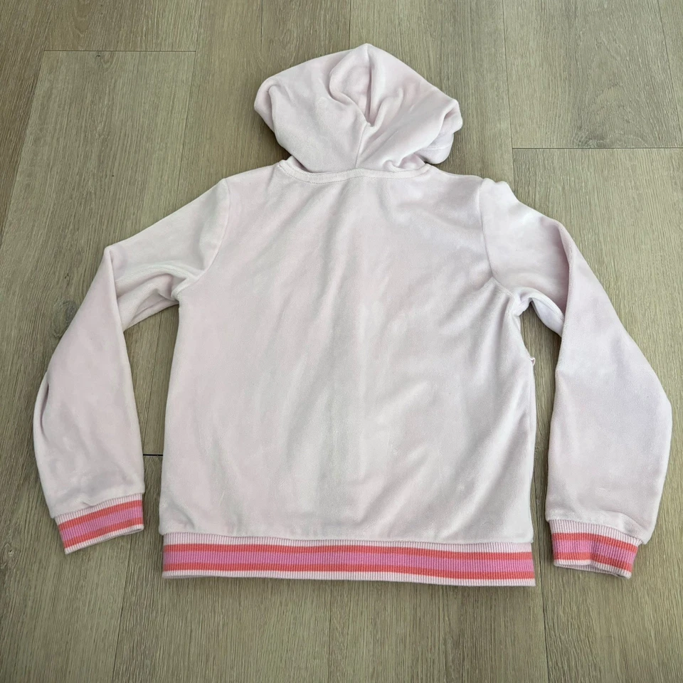 Ideology Girls Hoodie Light Pink Red Ruffle Long Sleeve Size 6X Front Zip - Image 2 of 4