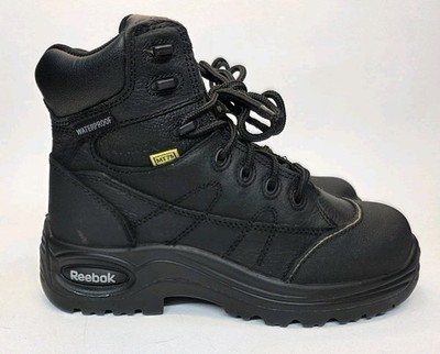 NEW Womens Size 7 W Reebok Trainex MT75 Black Leather 6'' Steel Toe Work Boots 