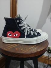 Converse Commes Des Garcons Trainers UK 6 EU 39 Black White CDG Play Shoes