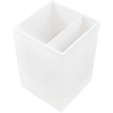 JAM PAPER Plastic Pen Holder - White - Desktop Pencil Cup - Sold Individually