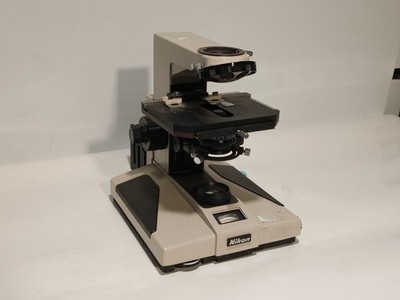 Nikon Optiphot microscope frame w lamphouse stage turret base as pictured