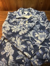 Coldwater Creek Blue Floral Tapestry Jacket Shirt, Size XL Vintage