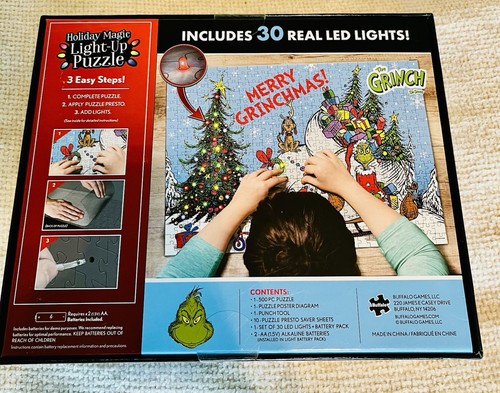 Buffalo 500 Piece The Grinch Holiday Magic Light Up Interlocking Puzzle - Picture 2 of 5