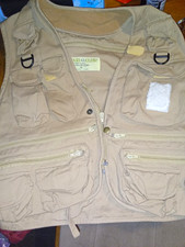 Safari Club Hunting Vest Beige Cotton Solid Full Zip Pockets Size M Unisex