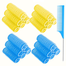 24 Pcs Self-Grip Small Hair Rollers Curlers Set, 25 Mm, Blue and Yellow