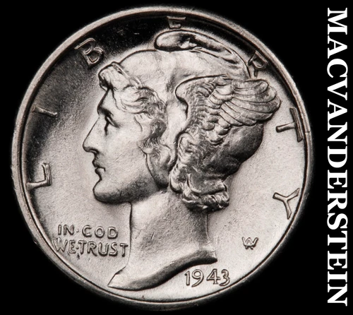 1943-D Mercury Dime - Choice Gem Brilliant Uncirculated+++  Lustrous  #G6969