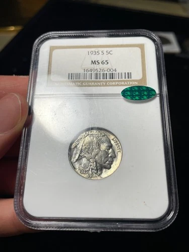 1935-S NGC MS65 CAC Buffalo Nickel LIghtly Toned
