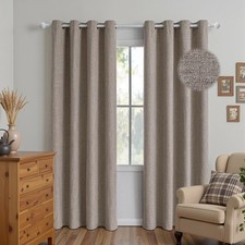100 Blackout Curtains 96 Inches Long 2 Panels Set, Linen Curtains for Living...