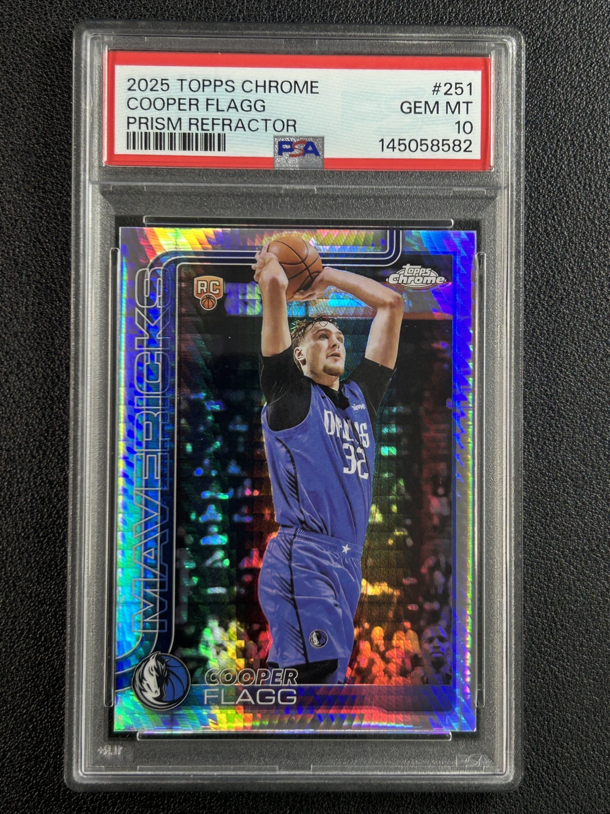 COOPER FLAGG PSA 10 2025 TOPPS CHROME #251 ROOKIE PRISM REFRACTOR RC 8582