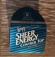 L'eggs Sheer Energy Women Size B Off Black Control Top Sheer Toe Pantyhose 90's
