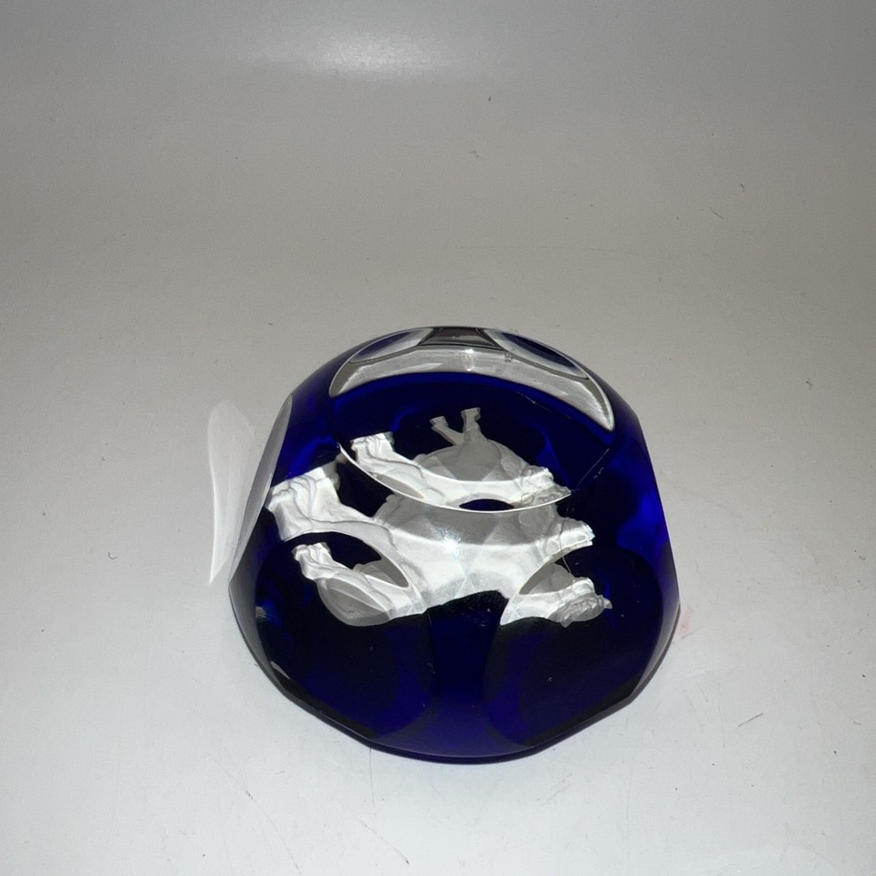 Baccarat Crystal Zodiac Taurus Bull Sulphide Faceted Cobalt Blue ...