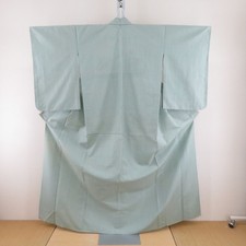 Tsumugi kimono Silk kasuri Green 63.4inch Women's