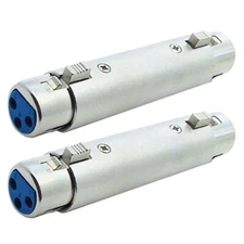 2x XLR 3-Pin Female to Female Coupler Mic Microphone Audio Adapter Cable Joiner