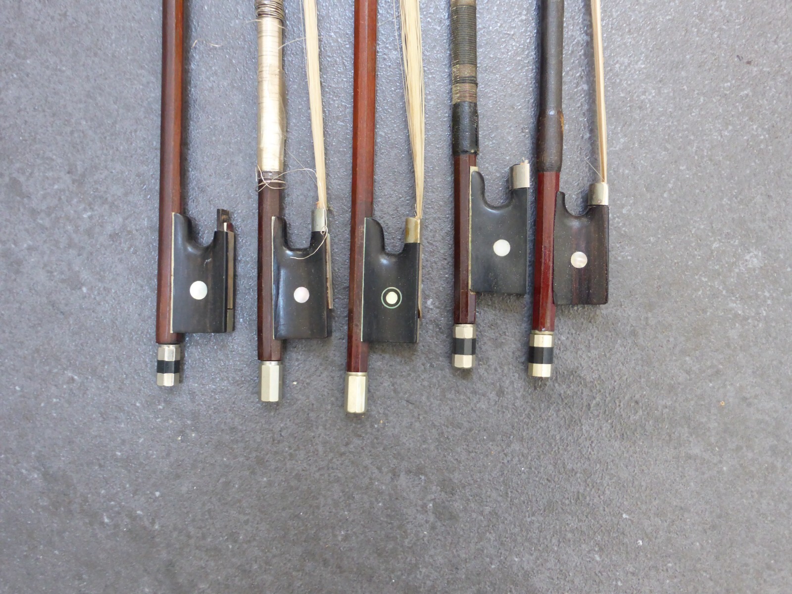 Five old wooden violin bows for repair/rehairing full sized eBay