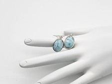 NATURAL DOMINICAN REPUBLIC LARIMAR SOLID STERLING SILVER 925 OVAL CUT EARRINGS 