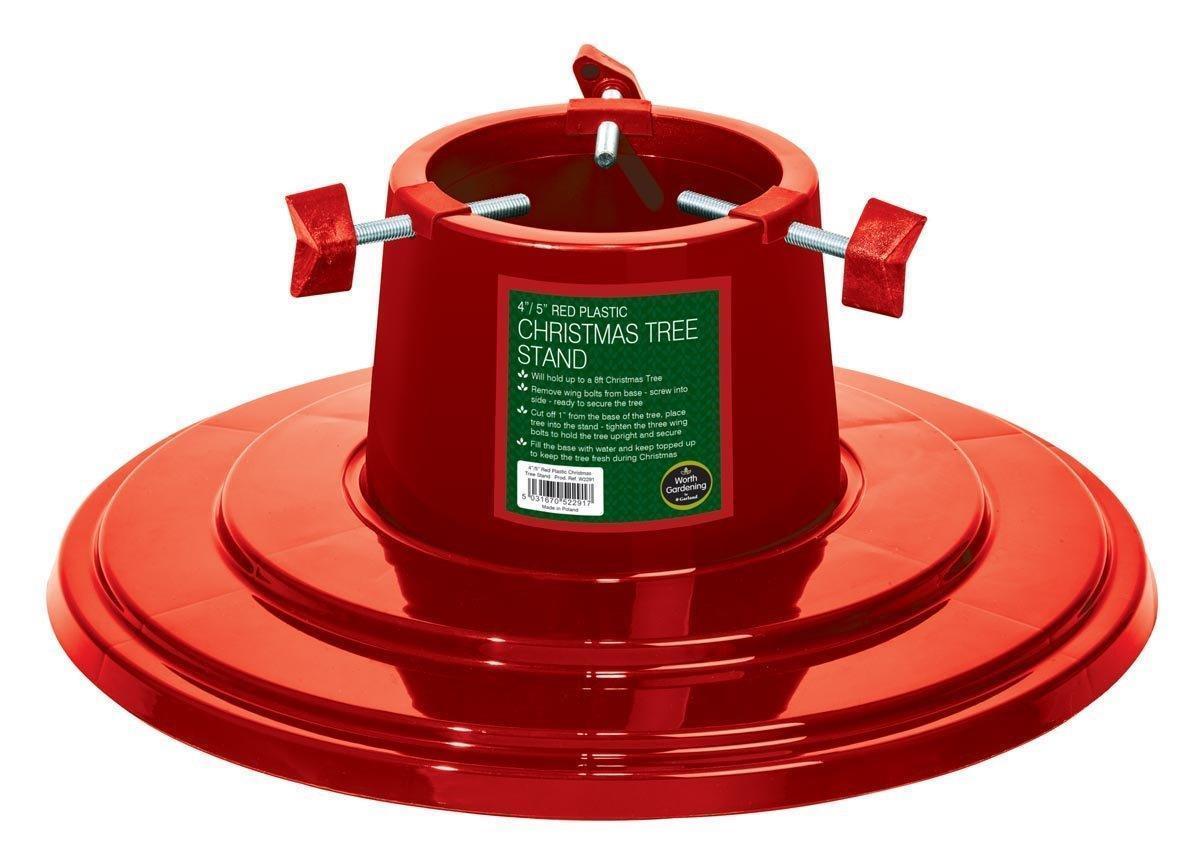 Garland 4 inch / 5 inch Plastic Christmas Tree Stand Red Secure your