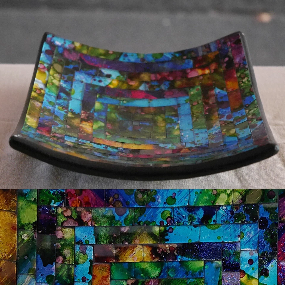 Dekoschale Mosaikschale Blau,Lila Tonschale Schlüsselschale - Bild 2 von 4