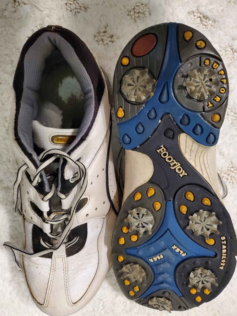 Mens Footjoy Golf Shoes 10.5 Soft Spike White with Black Trim Original Shoelaces eBay