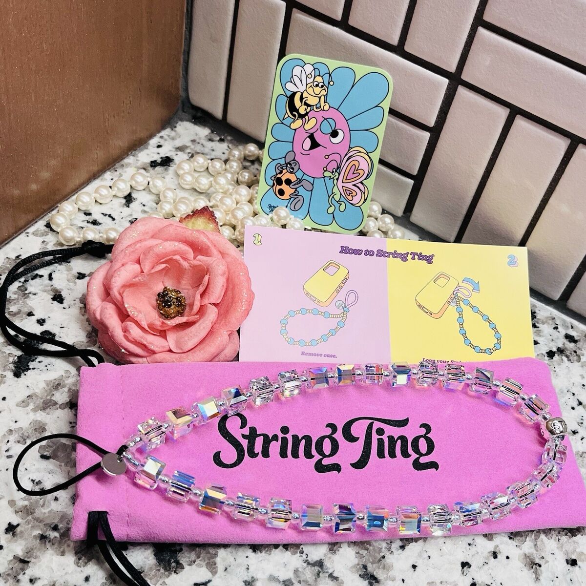 String Ting City Drip Ting Crystal Wristlet Phone Strap String Ting City Drip Ting Crystal Wristlet Phone Strap