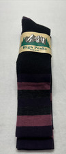 High Peaks Wool Blend Boot Socks Womens M Size 9 - 10 USA Made 2 Pair Purple Blk