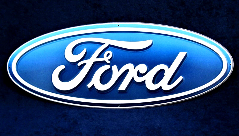 Ford Oval ~ 20" Letrero de Metal en Relieve ~ Garaje Tienda Hombre Cueva Bar ~ HECHO en EE. UU. Foto 3 de 4