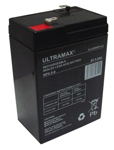 Batería ULTRAMAX de repuesto de plomo ácido sellado HKbil 3FM4.5 6V 4.5Ah - Imagen 1 de 9