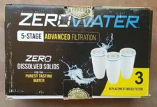 3 Pack ZeroWater 5 Stage Advanced Filtration Replacement Filters for Pure Water