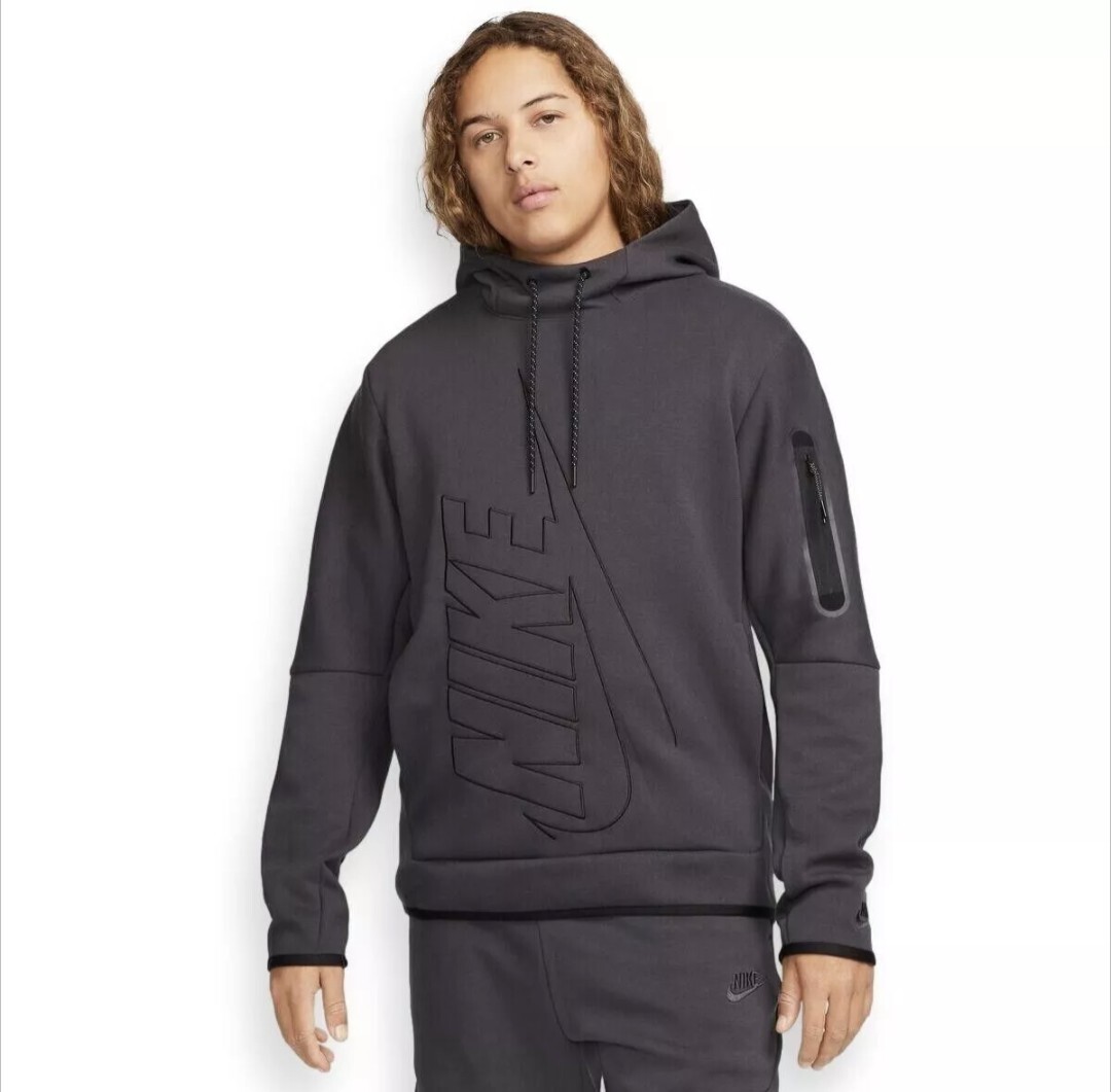 Size Small - Nike Tech Fleece Pullover Graphic Hoodie Anthracite 