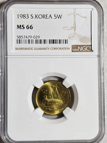 South Korea 5 Won 1983 NGC MS 66