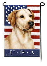 Patriotic USA Garden Flag - American Yellow Labrador Retriever 081D