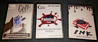 3 DVD Magic Tricks -  by Mickael Chatelain - Cello + Painting Card + INK (neu)