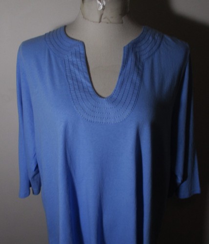 J. JILL Blue Linen "Trapunto Tunic" Top Size XS NWT - Picture 2 of 6